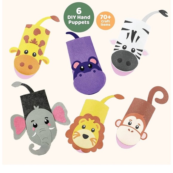 Safari Animals Hand Puppet Kit - New in Box.  No‎ glue needed - Picture 1 of 13